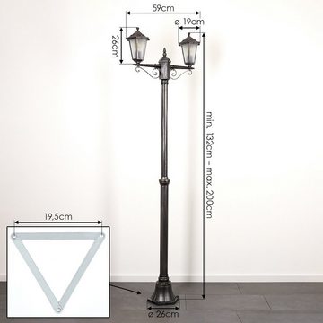 hofstein Außen-Stehlampe Wegeleuchte m. Bewegungsmelder aus Metall/Glas in Schwarz-Silber/Weiß, ohne Leuchtmittel, Höhe max. 200cm, Gartenbeleuchtung IP44, 2x E27, ohne Leuchtmittel