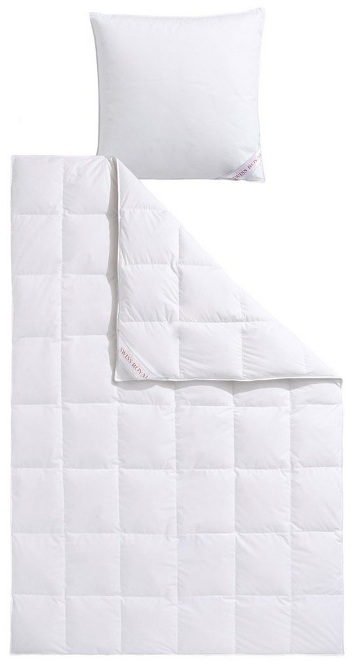 Haeussling Daunenbettdecke + Kopfkissen Swiss Royal, Füllung: 90% Daunen, 10% Federn, Bezug: 100% Baumwolle, Bettdecken-Set mit Kopfkissen, 135x200 oder 155x220 cm, Sommer, Winter