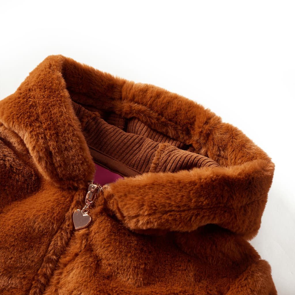 vidaXL Kapuzentop Kinder-Kapuzenjacke Kunstpelz Cognac 116