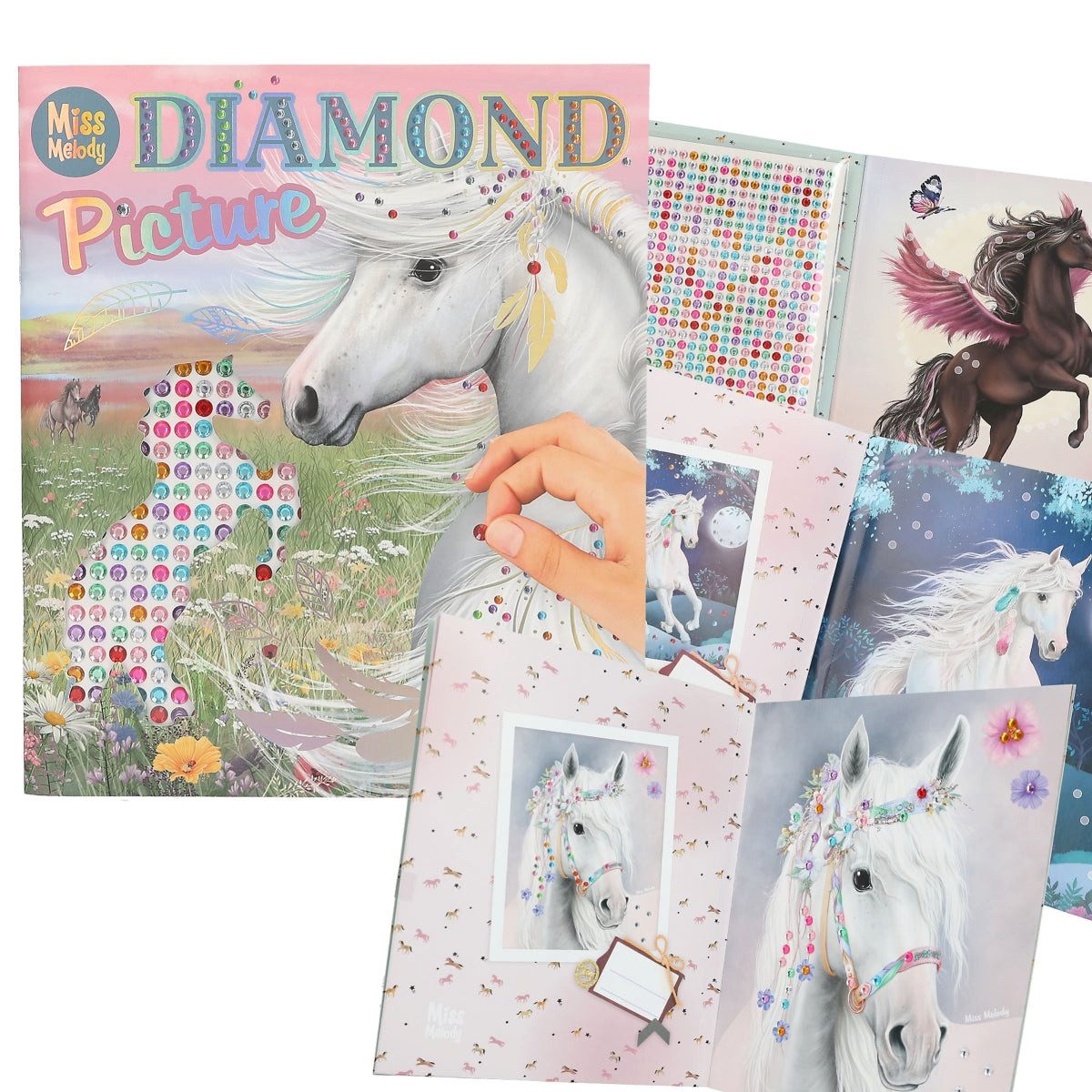 Depesche Stickerbuch Miss Melody Create your Diamond Picture - Glitzerndes Stickerbuch mit