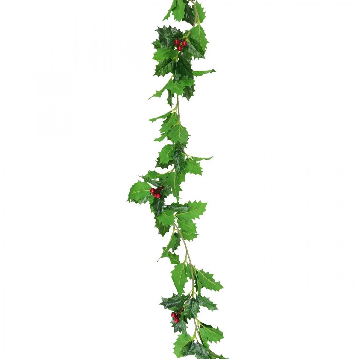 Winterliche Kunstpflanze Weihnachtsgirlande Künstliche Stechpalme Ilex Deko-Girlande Rot-Grün