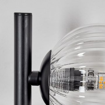 hofstein Wandleuchte Wandlampe aus Metall/Riffelglas in Schwarz/Klar, ohne Leuchtmittel, Leuchte m. Glasschirmen, An/-Auschalter, 3x G9, ohne Leuchtmittel