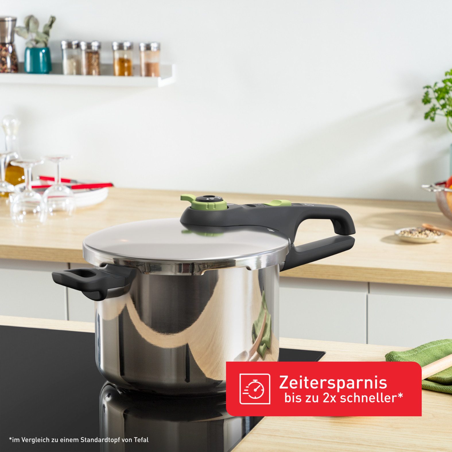Tefal Schnellkochtopf Secure Trendy, Edelstahl (1-tlg), Dampfkochtopf, Garregler, Sicherheitsvorrichtung, Induktion
