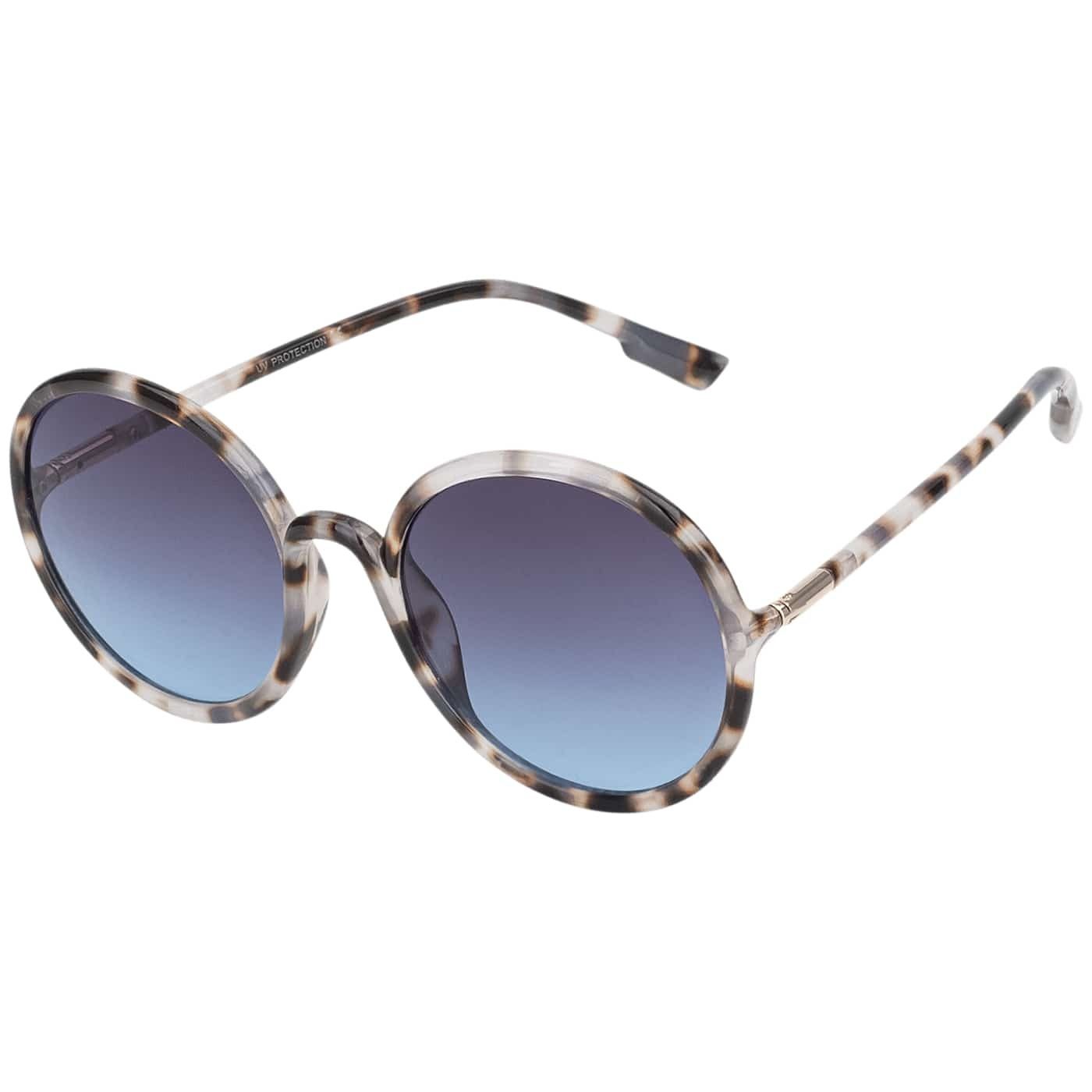 BEZLIT Eyewear Sonnenbrille Rundglas Designer Damen Sonnenbrille (1-St) mit violette, blau und schwarzen Linsen Grau-Leopard
