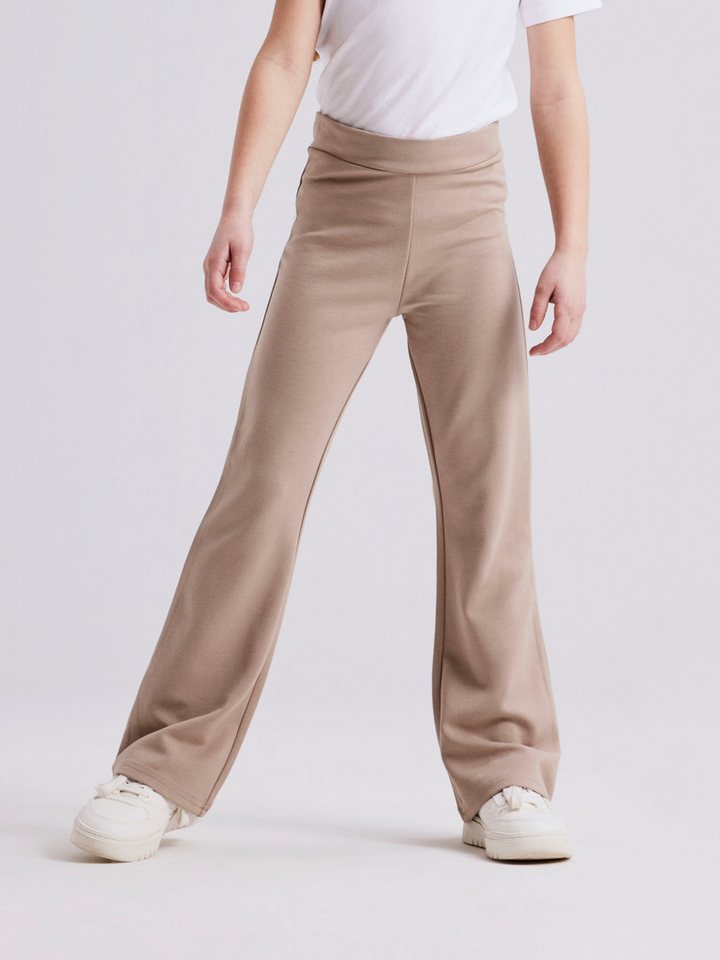Name It Jerseyhose NKFFRIKKALI für Mädchen mit ausgestelltem Bein und Viskose unifarben, casual, ausgestellt, Viskosemix, ohne Kragen