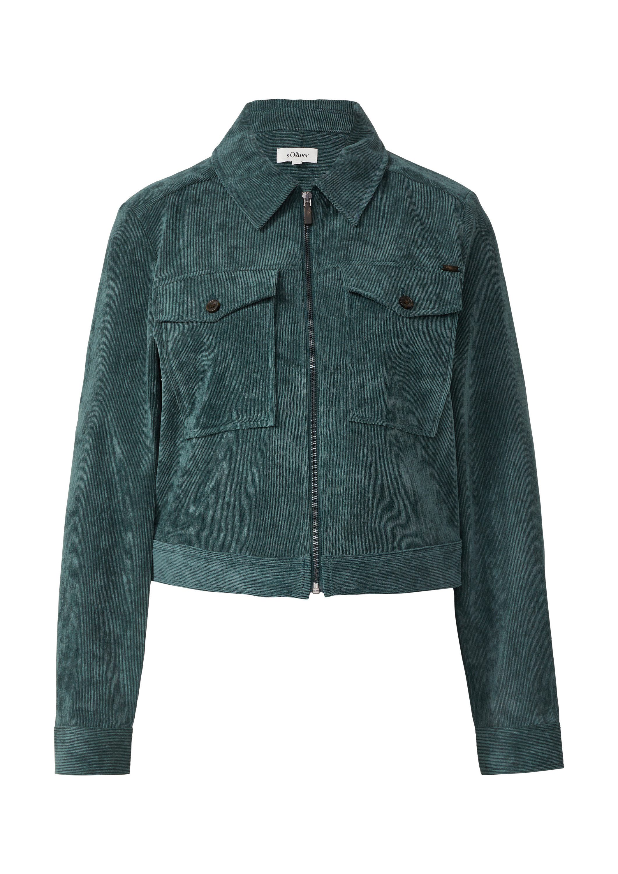 s.Oliver Funktionsjacke Indoor-Jacke Verkürzte Cordjacke mit aufgesetzten B günstig online kaufen