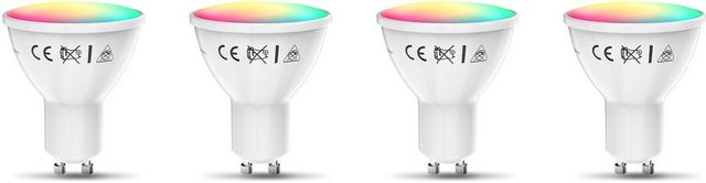 B.K.Licht LED-Leuchtmittel, GU10, 4 Stück, Farbwechsler, Smart Home LED-Lampe RGB WiFi App-Steuerung dimmbar CCT Glühbirne 5,5W 350 Lumen-Otto