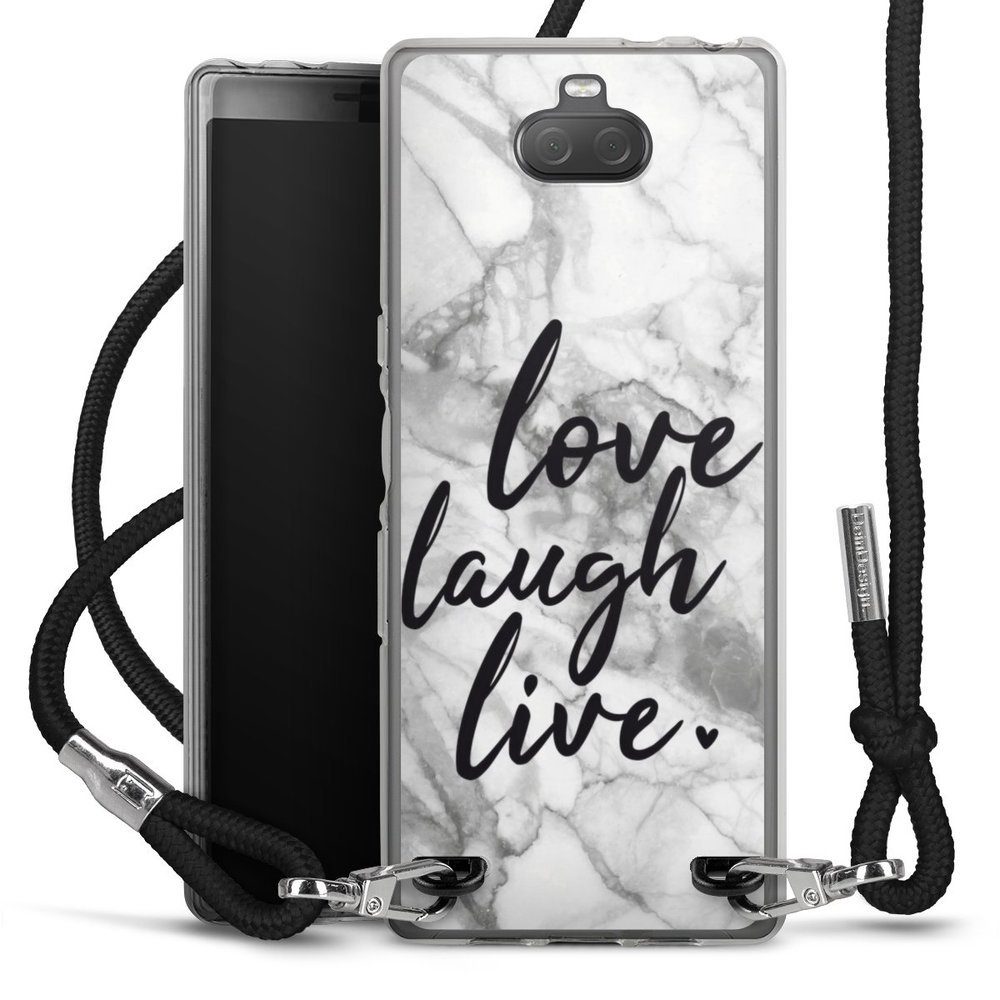 DeinDesign Handyhülle Marmor Sprüche Liebe Love, Laugh, Live Marmor