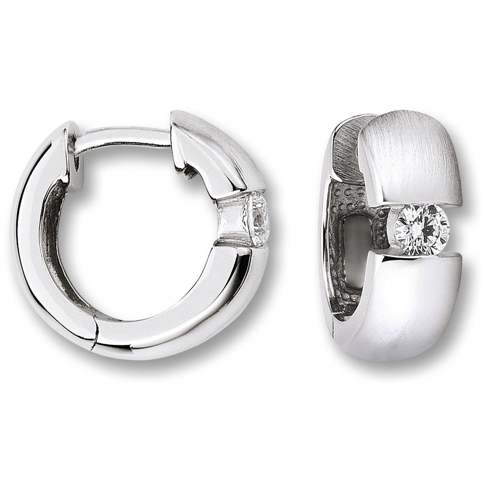 ONE ELEMENT Paar Creolen Zirkonia Ohrringe Creolen aus 925 Silber, Damen  Silber Schmuck