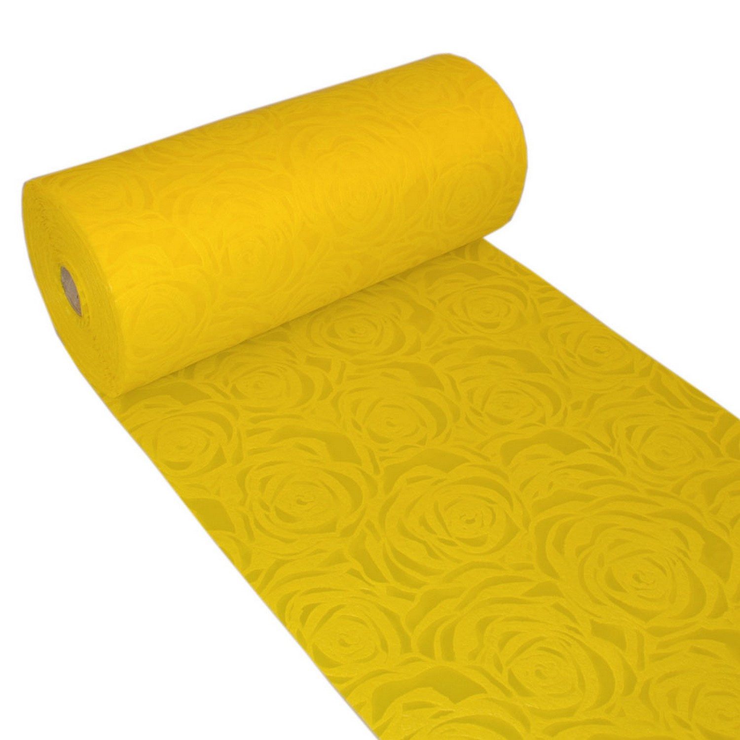 Deko AS Tischläufer Dekoflor® Tischläufer - Rosenmuster - gelb - 300mm - 25m - 56-300-25- (1-tlg, 1 Rolle Tischläufer), Strapazierfähig