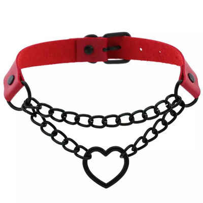 Sandritas Erotik-Halsband Halsband mit Herz - rot, schwarz
