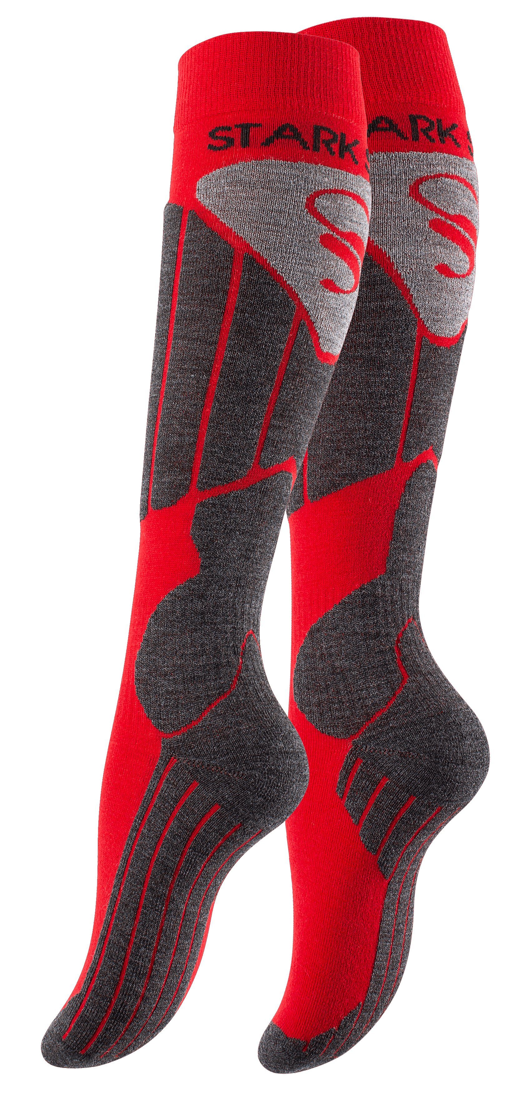 Stark Soul® Skisocken Skisocken Funktionssocken mit Polsterung, gepolsterte Funktionssocken Ski Snowboard Sportsocken Rot