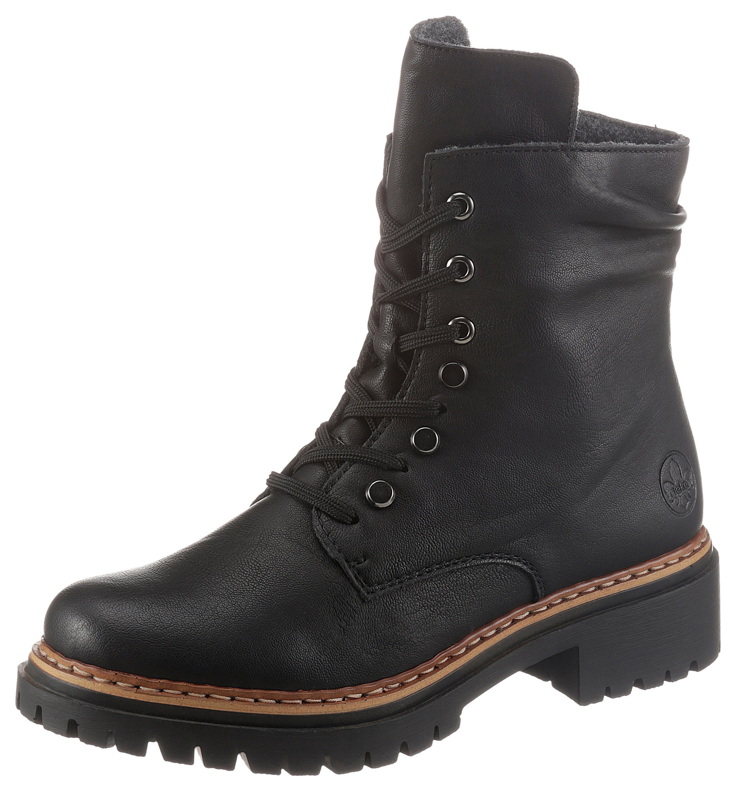Rieker Schnürboots, Stiefelette, Profilsohle, Blockabsatz, mit lässiger Schnürung