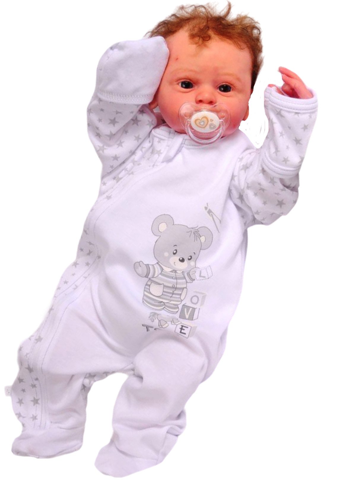 La Bortini Hausanzug Baby Strampler 3er Pack mit Kratzschutz Overall für Neugeborene aus reiner Baumwolle, neutral, 44 50 56 62 68 74 80 weiß