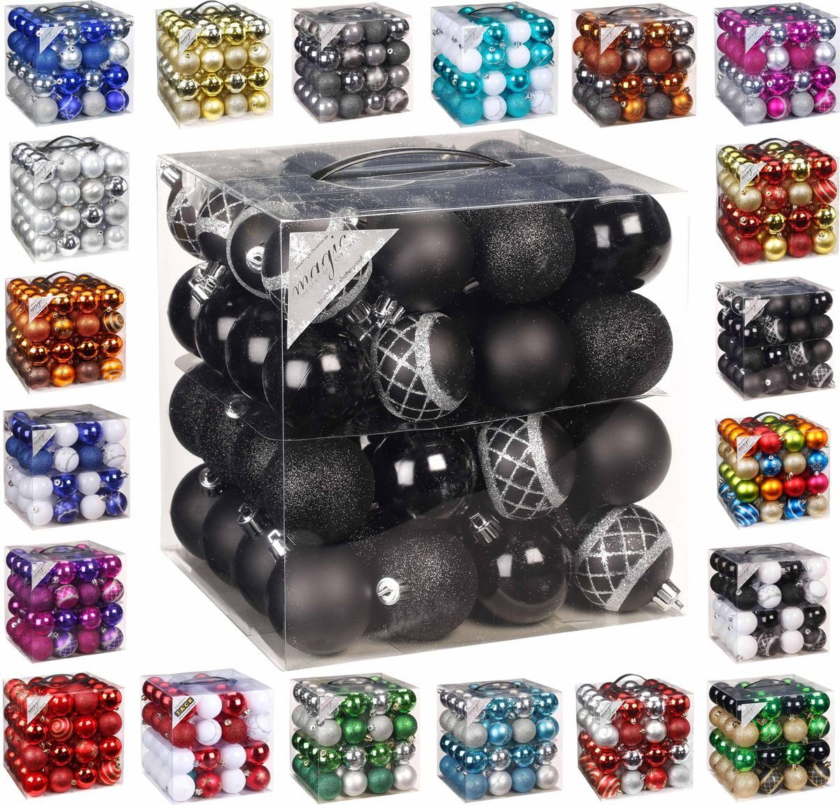 JACK Christbaumschmuck 64x Kunststoff Christbaumkugeln Ø 6cm Baum Kugeln in günstig online kaufen