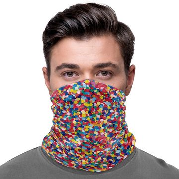 Maskworld Verkleidungsmaske Schlauchschal Konfetti, Elastisches Halstuch mit witzigem Aufdruck