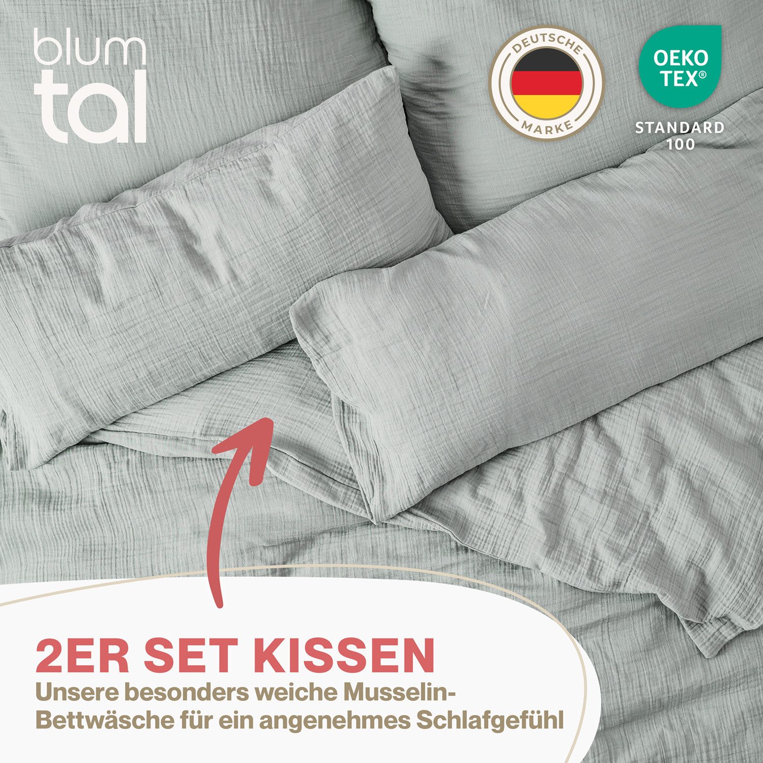 Blumtal Kissenbezug Musselin Kissenbezug - Oeko-TEX zertifiziertes Musselin günstig online kaufen