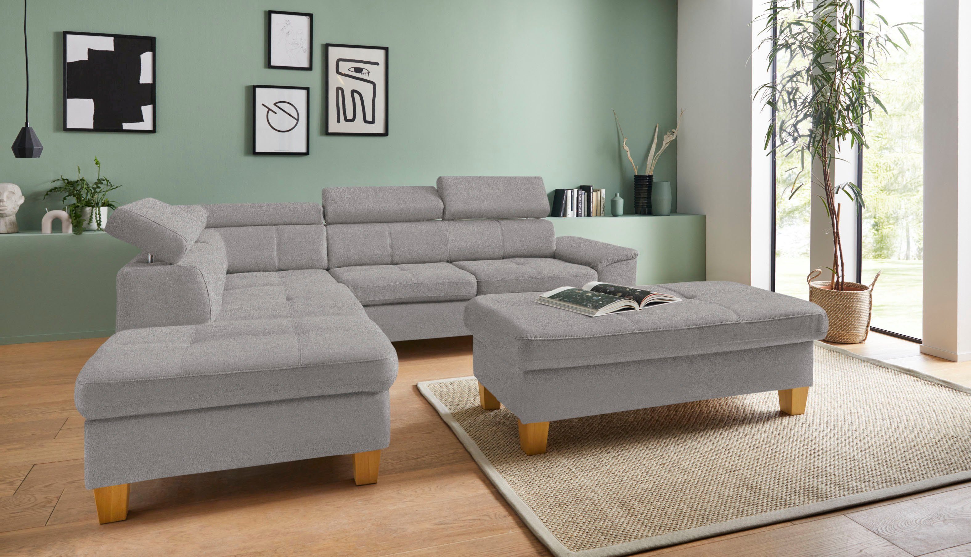 exxpo - sofa fashion Ecksofa wahlweise Bettfunktion Enya, Kopfteilverstellung, Bettkasten inklusive und