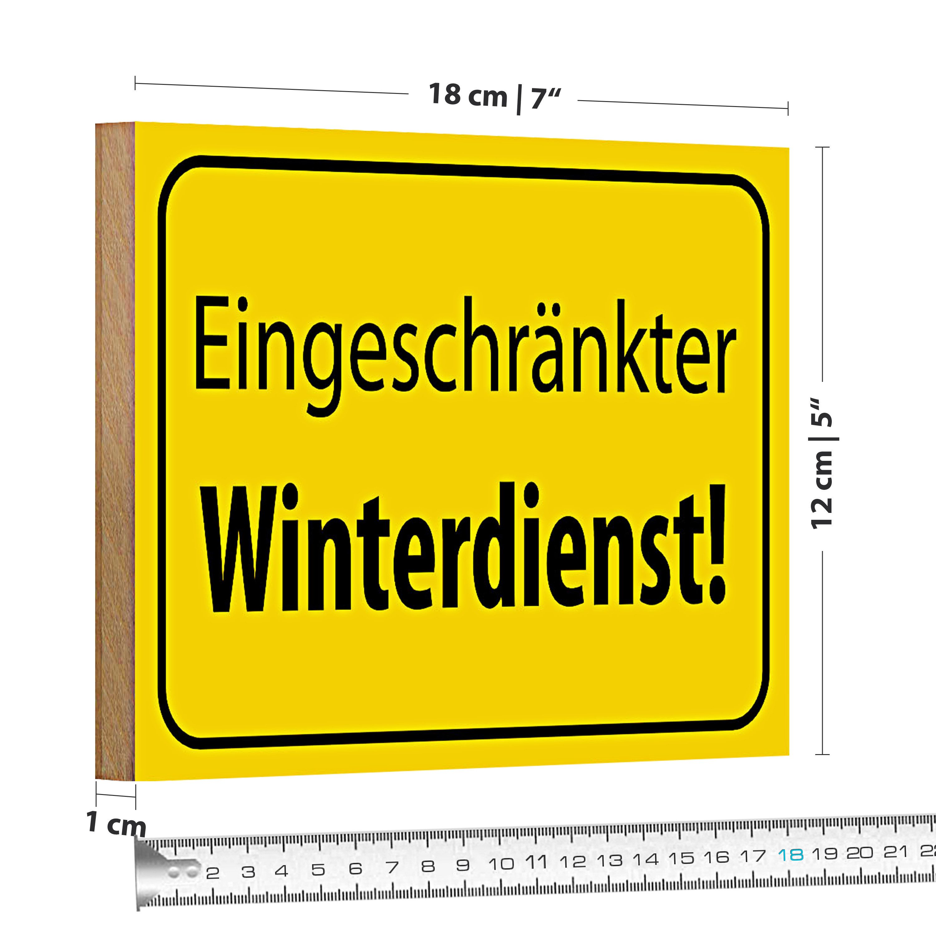 Roomando Holzbild Hinweis 18x12cm eingeschränkter Winterdienst