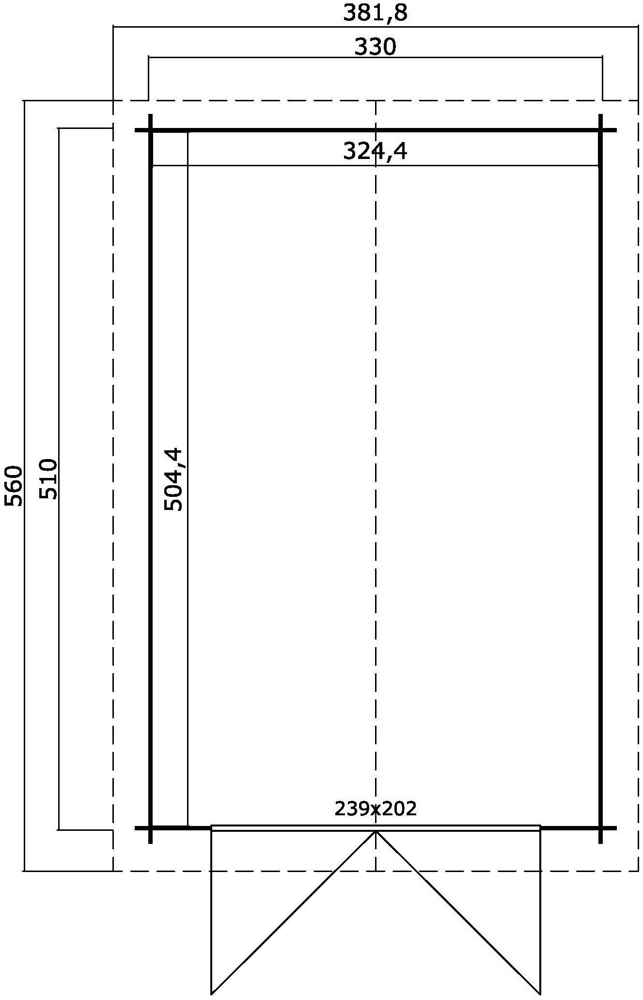 Fundamentmass Garage Mauritius, Schwedenrot MAJA LASITA 3300x5100, Blochbohlenhaus 28mm,