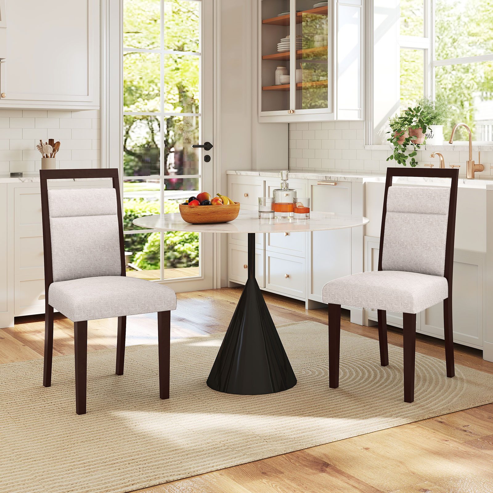 COSTWAY Esszimmerstuhl (2 St), Küchenstuhl Holz, Esstisch Stühle mit gepols günstig online kaufen