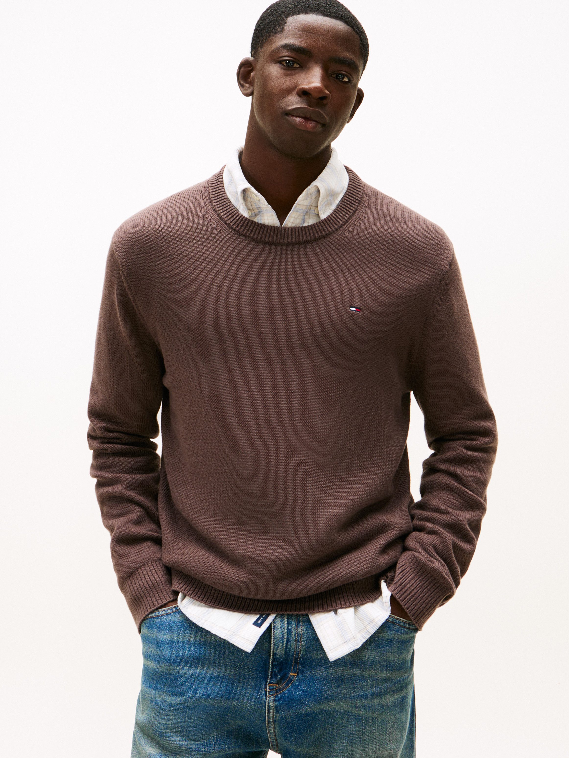 Tommy Jeans Rundhalspullover Slim fit mit Rundhalsausschnitt