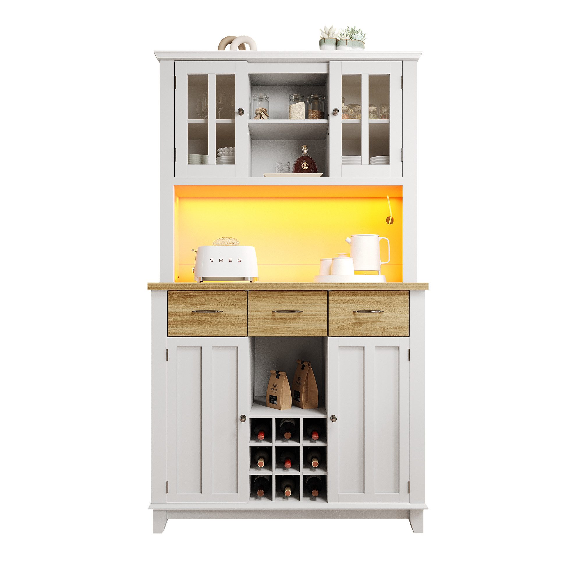 Sideboard Küchenschrank Mehrzweckschrank mit LED-Beleuchtung