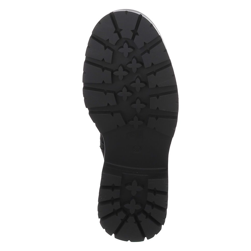 Ital-Design Elegante Damen-Stiefel mit hohem Schaft für Alltag & Freizeit Stiefel (90482439) Blockabsatz Flache Stiefel in Schwarz