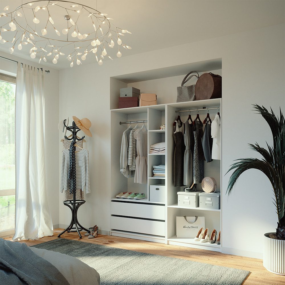 Vicco Kleiderschrank Elmo, Weiß, 100 x 200 cm 2er Set günstig online kaufen