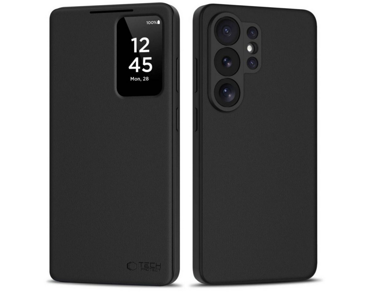 TECH PROTECT Handyhülle Smart Wallet Hülle für Samsung Galaxy S26 Ultra – Schwarz Case 6,9 Zoll, Sichtfenster zeigt Infos ohne Öffnen der Hülle