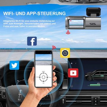 yozhiqu High Definition Car Recorder - WiFi Verbindung, 2560*1600 Auflösung Dashcam (30 Bilder pro Sekunde, 1080P Full HD, Nachtsicht, Rechtshänder)