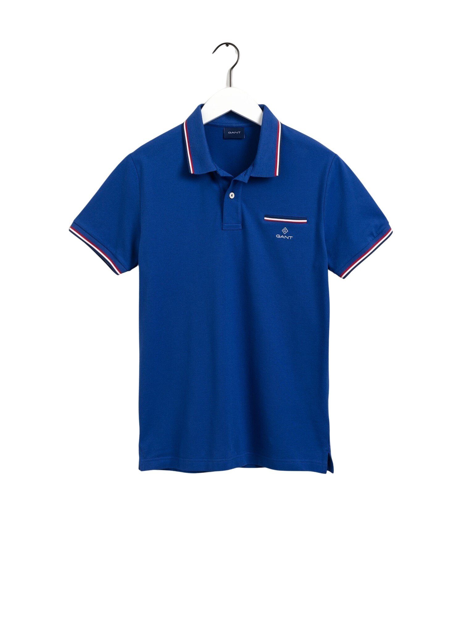 Gant Poloshirt Shirt mit Piqué Poloshirt hellblau Rugger Kontraststreifen (1-tlg)
