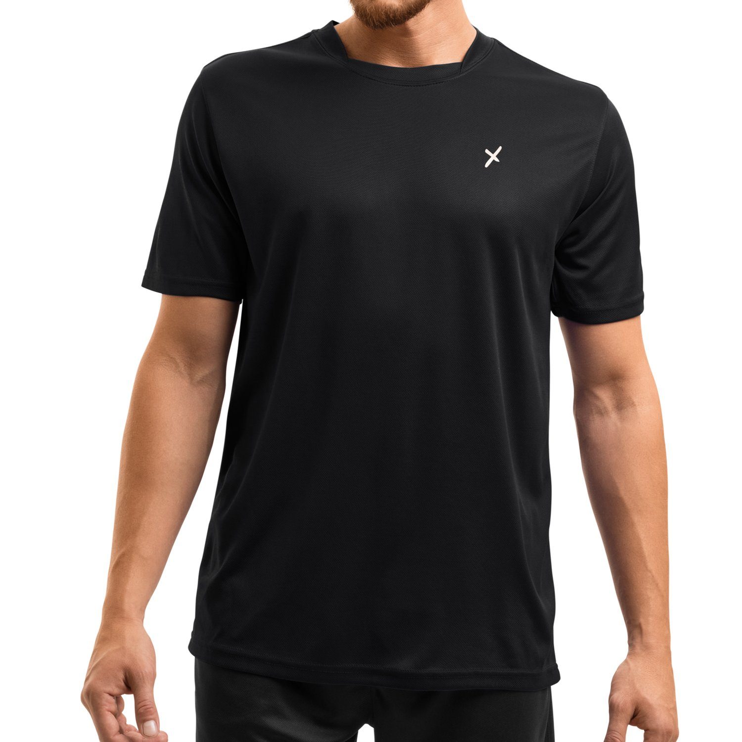 CFLEX Trainingsshirt Herren Schwarz piqué Sport T-Shirt Shirt Collection Fitness Sportswear