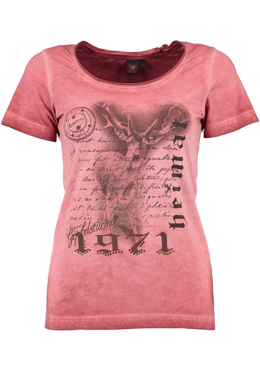 OS Trachten Trachtenshirt Skylup Damen Trachtenshirt mit Rundhalsausschnitt