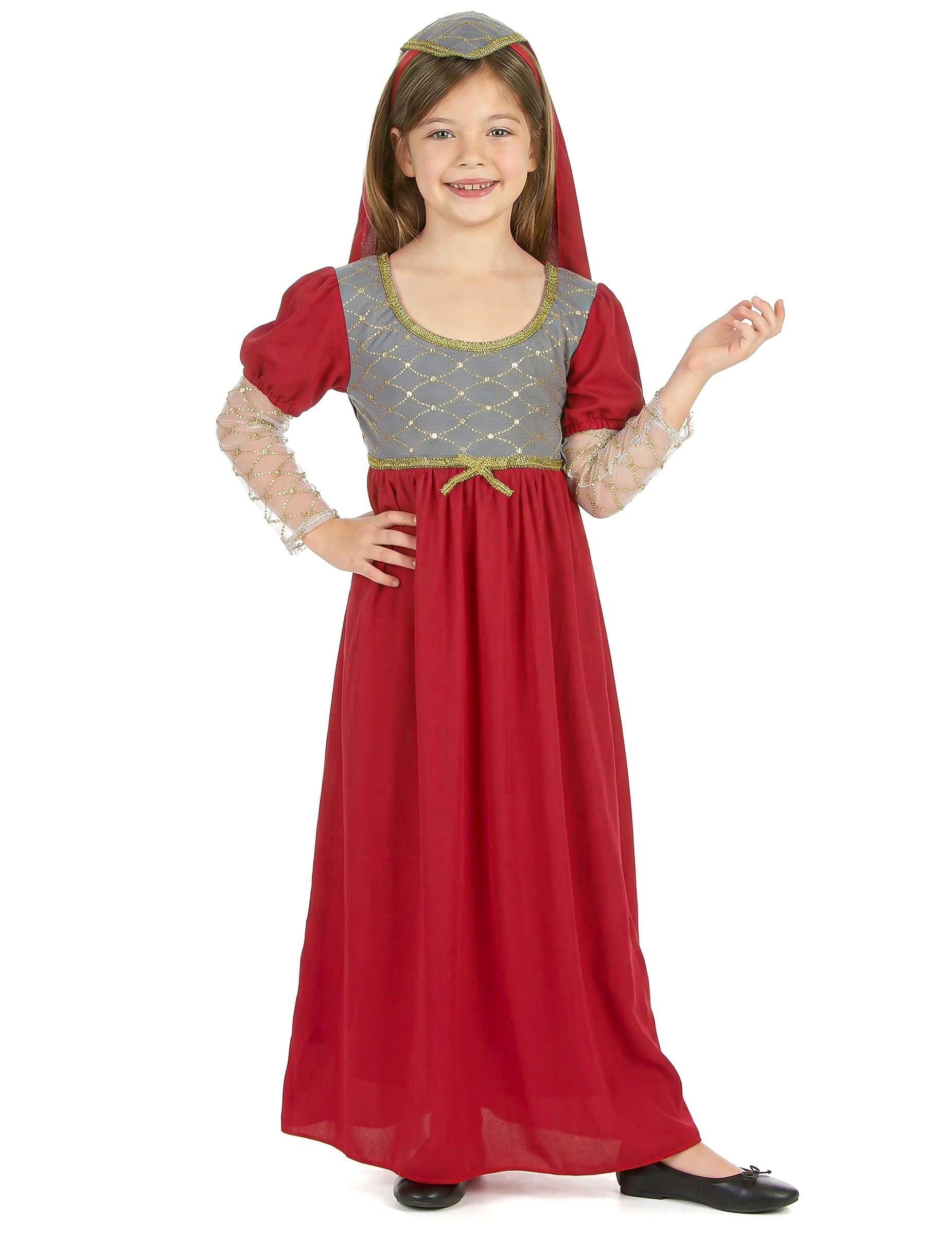 Kostüm Mittelalter Kinder-Kostüm rot-gold-grau