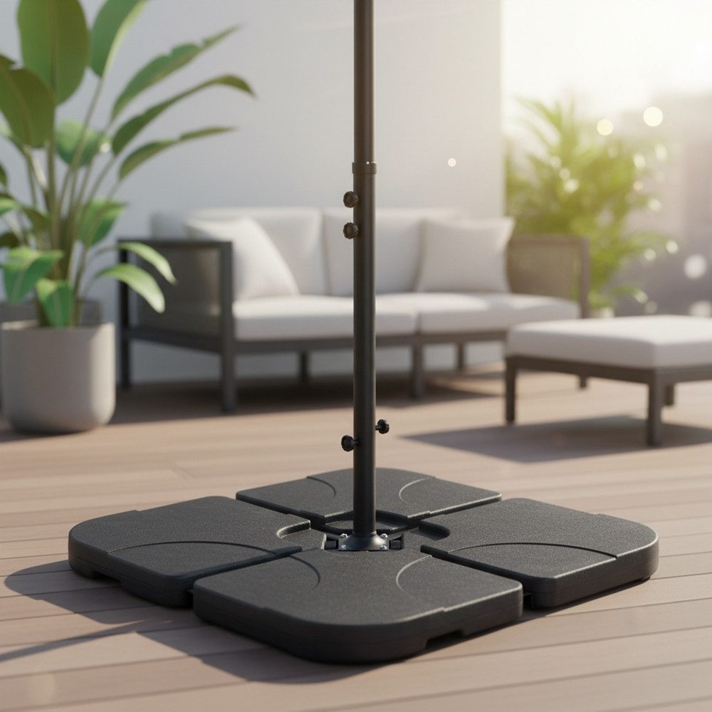 Mucola Schirmständer Schirmständer 60 L / 80 kg 4er Set Ampelschirmständer Outdoor (Stück, 4 St), Griffmulde