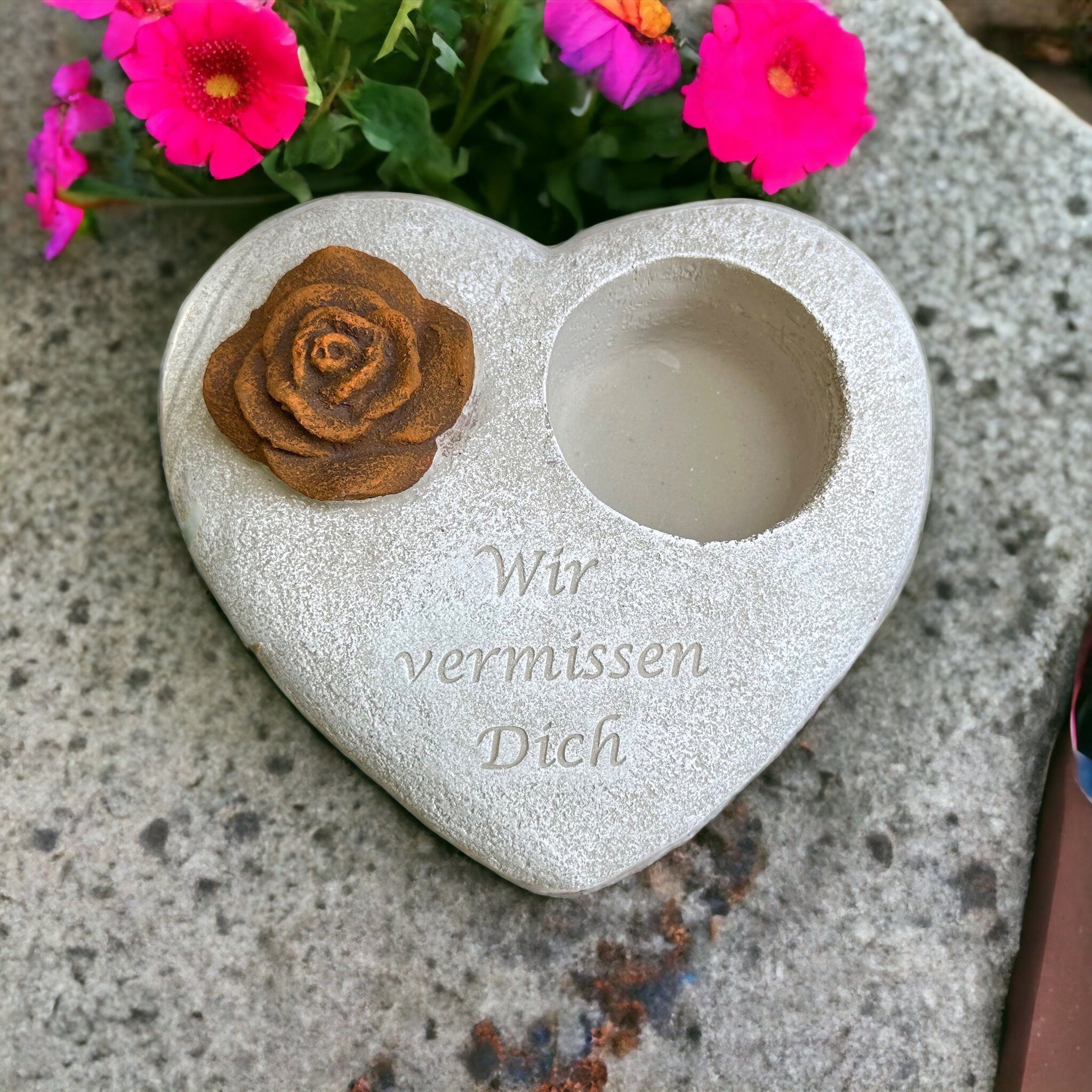 Radami Rohrreinigungspistole Grabherz vermissen Rost Rose - für Wir - Dich Grablicht Grabschmuck