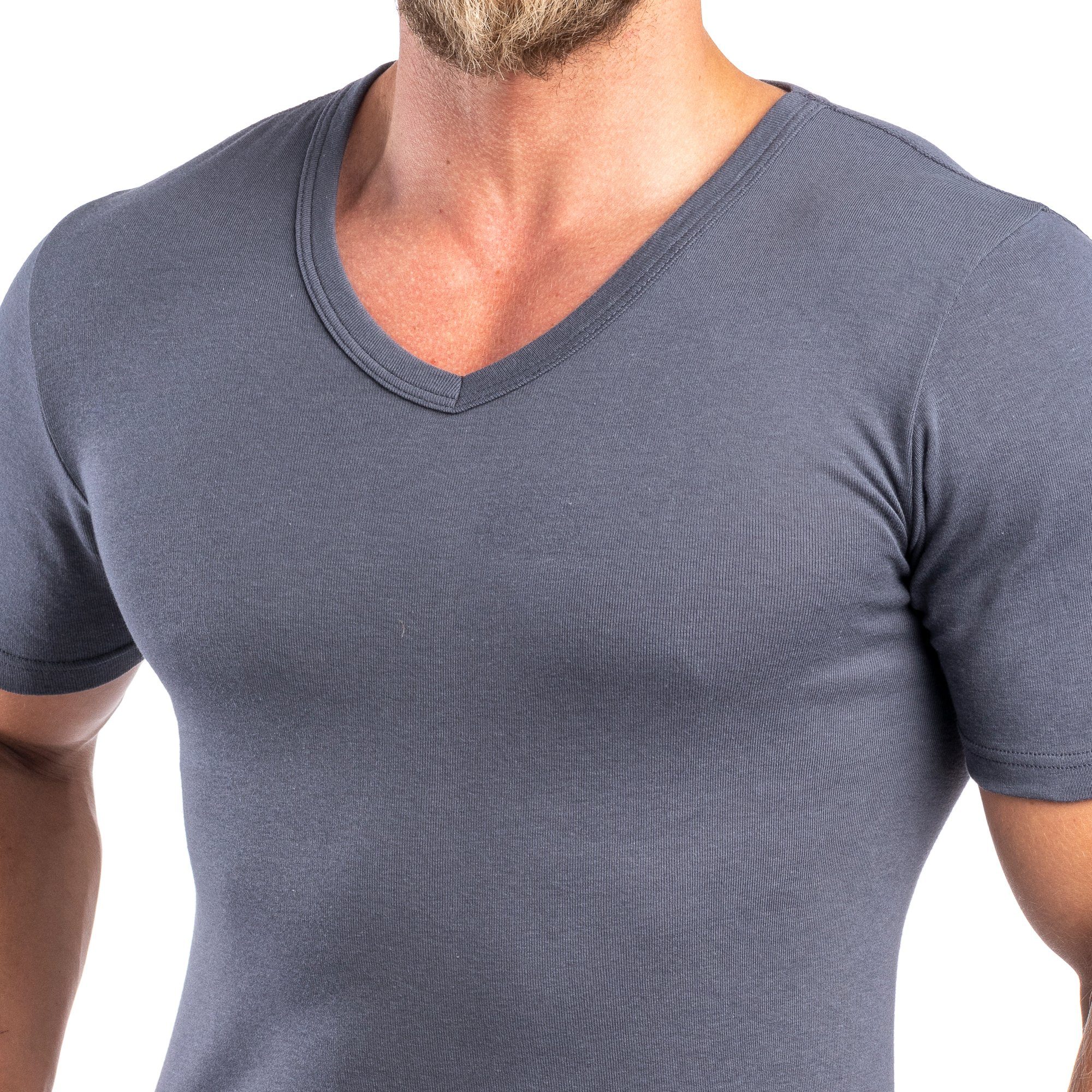 HERMKO Unterziehshirt 16488 Baumwolle/Modal kurzarm Business Shirt V-Ausschnitt softweich – Bild 3 von 3