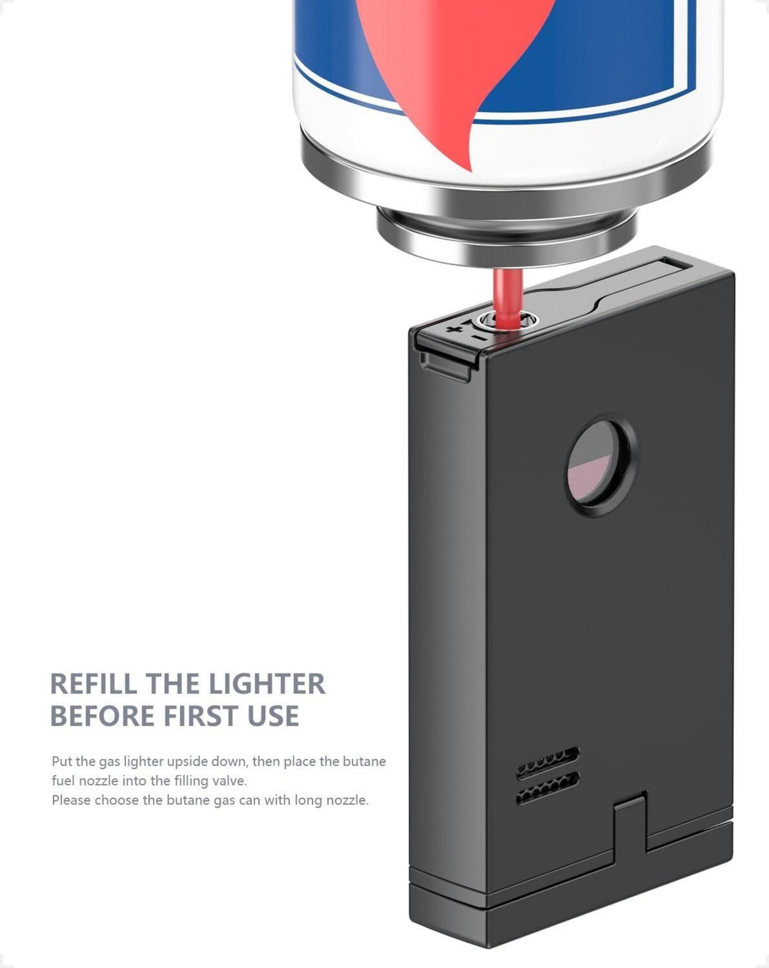 LuxusKollektion Feuerzeug Sturmfeuerzeug Jetflamme Gas Butan Nachfüllbar 2 Jet-Flammen Winddicht