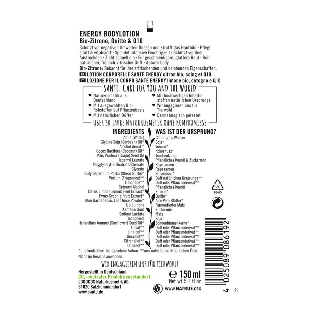 SANTE Körperlotion Bodylotion Energy - Zitrone & Quitte 150ml 2er Pack