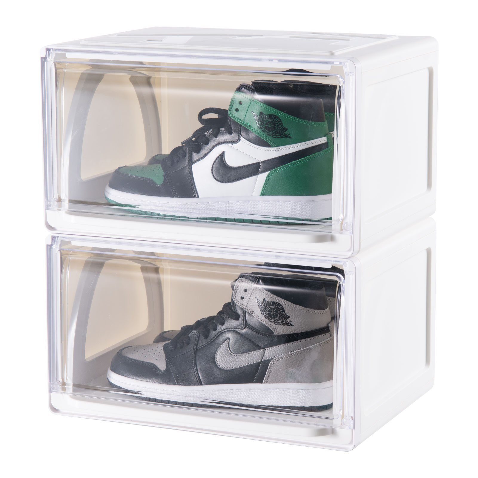 Schuhboxen 3 Stück Kunststoff Schuhkarton Mit Schublade Stapelbar Schuhe Grau 