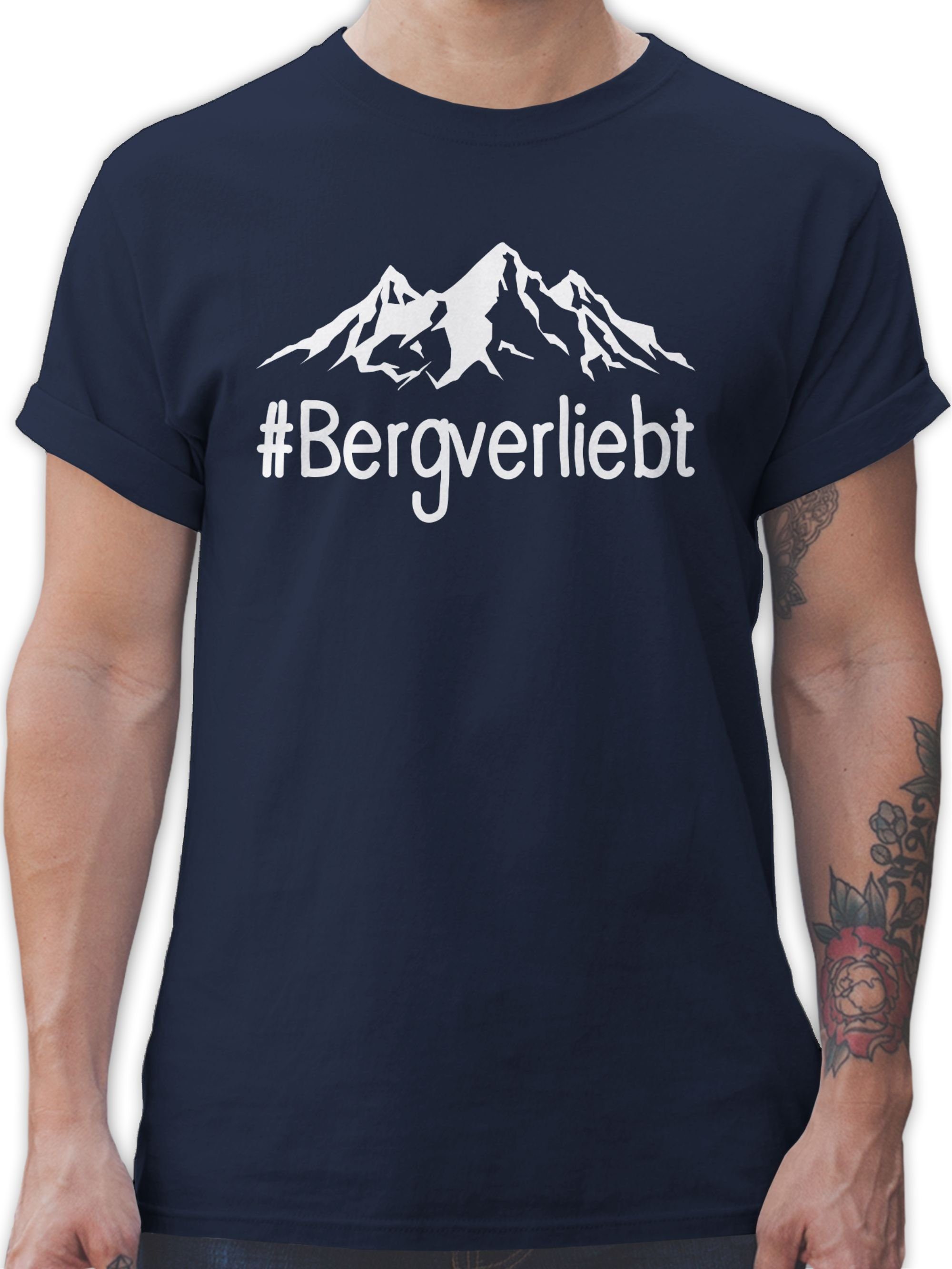 Shirtracer T-Shirt Bergverliebt - weiß Sport Zubehör 01 Navy Blau