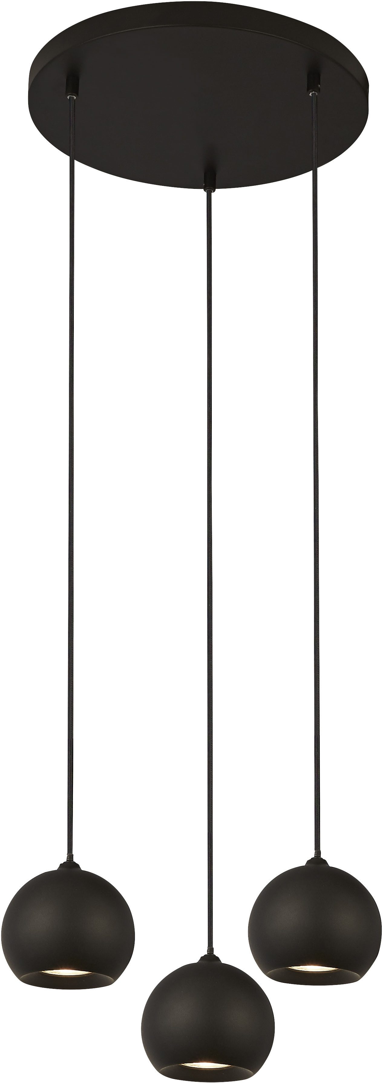 Searchlight Hängeleuchte Eindhoven 3Lt Pendant - Sand Black Metal, Leuchtmittel wechselbar