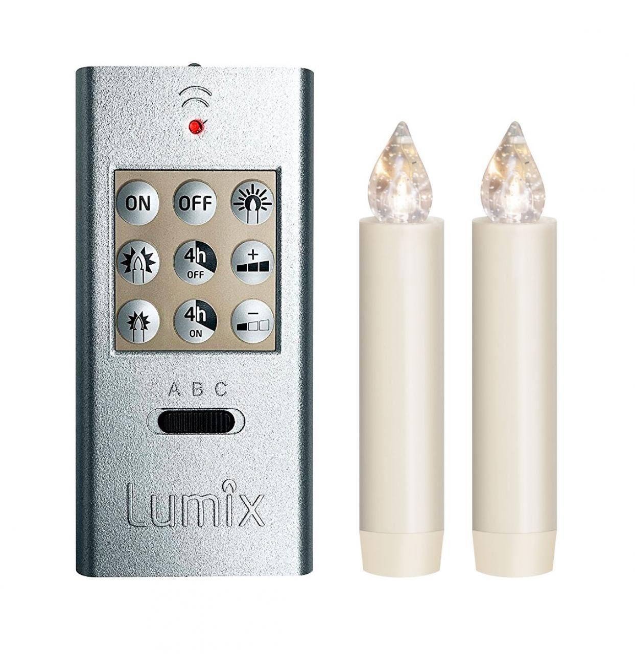 Schenk Holzkunst LED-Kerze Lumix Classic Mini SL 2 LED Kerzen mit Fernbedinun