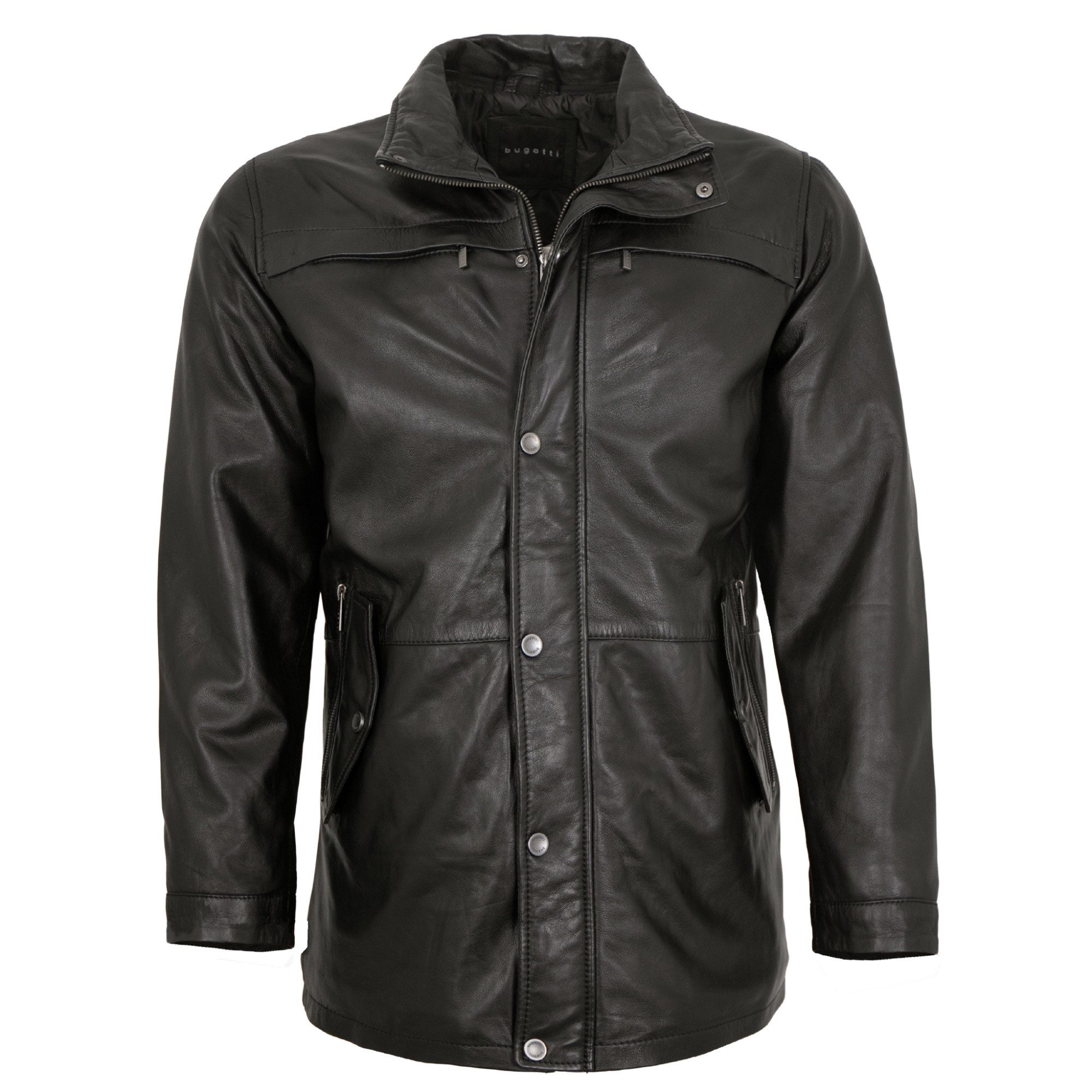 bugatti Lederjacke Enzo Bugatti - Herren Lederjacke Longjacke Lammnappa schwarz