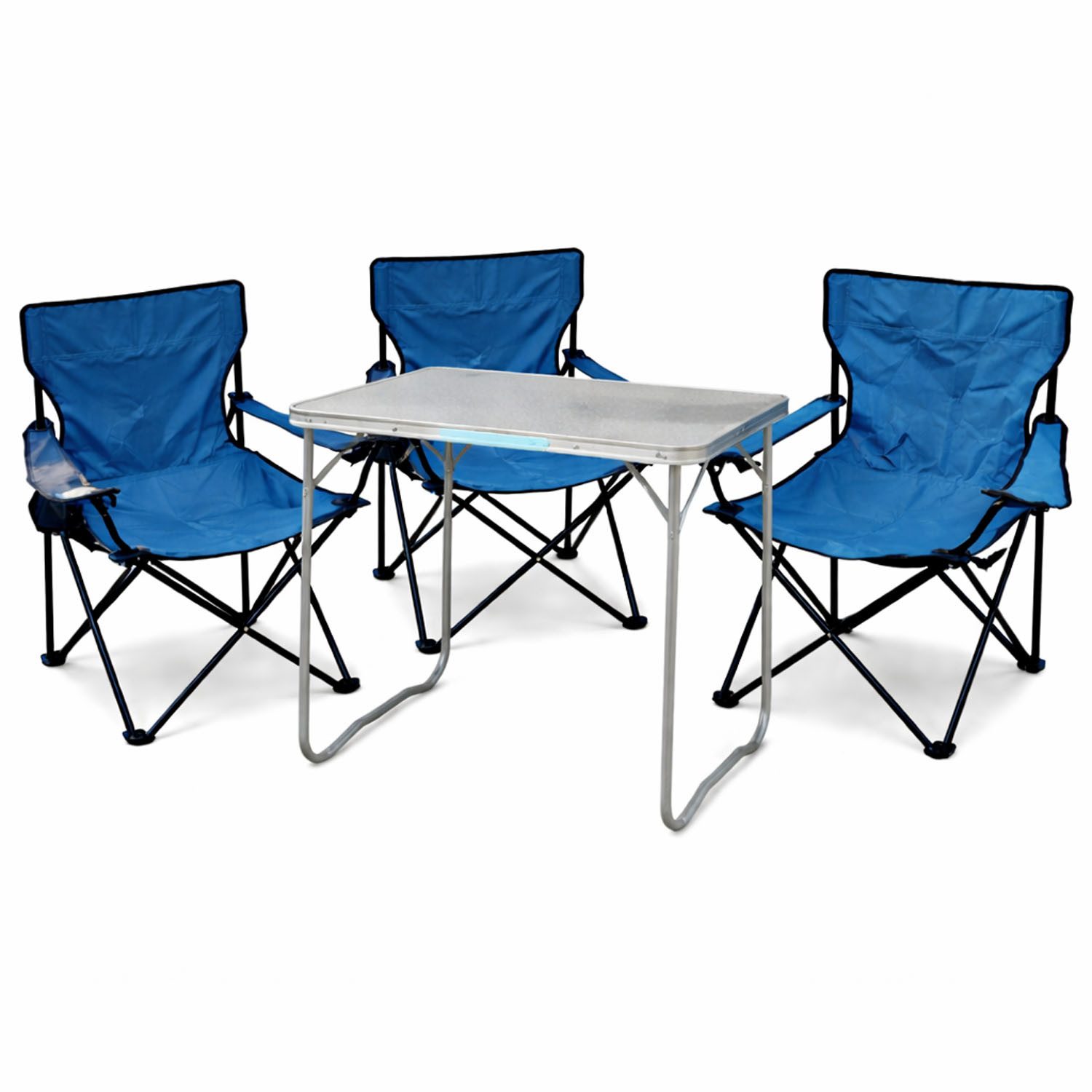 Essgruppe 4-teiliges Campingmöbel Set Blau Tisch Campingstühle/Anglerstühle Blau