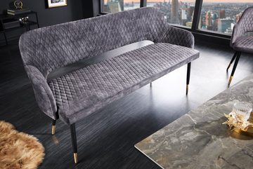 riess-ambiente Sitzbank PARIS 160cm grau / schwarz (Einzelartikel, 1-St), Esszimmer · Samt · Metall · Rückenlehne · Schlafzimmer · Retro Design