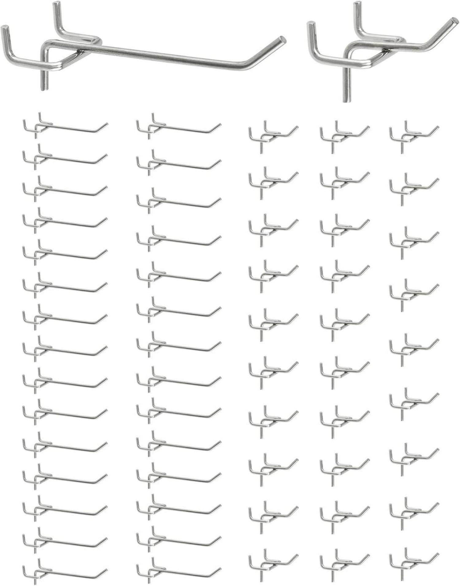 Multitool 60X Lochwandhaken Stecktafel Werkzeugwand Haken 5cm+10cm 30+30 Stk