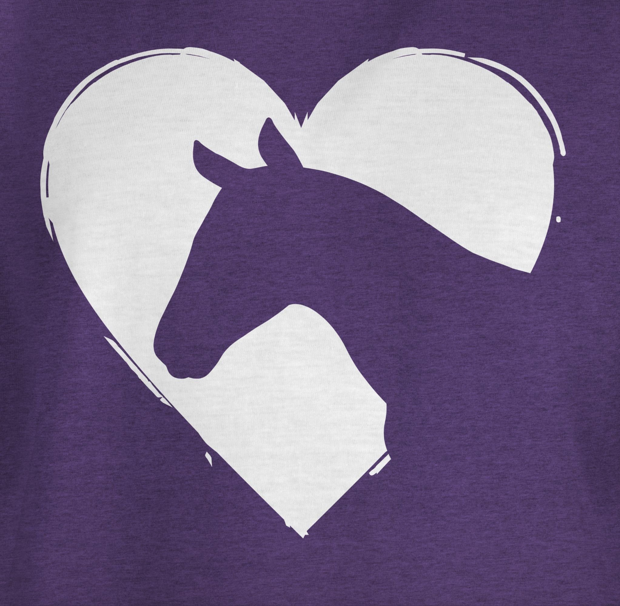 Shirtracer T-Shirt Herz mit Pferdekopf 3 Lila Meliert Pferd