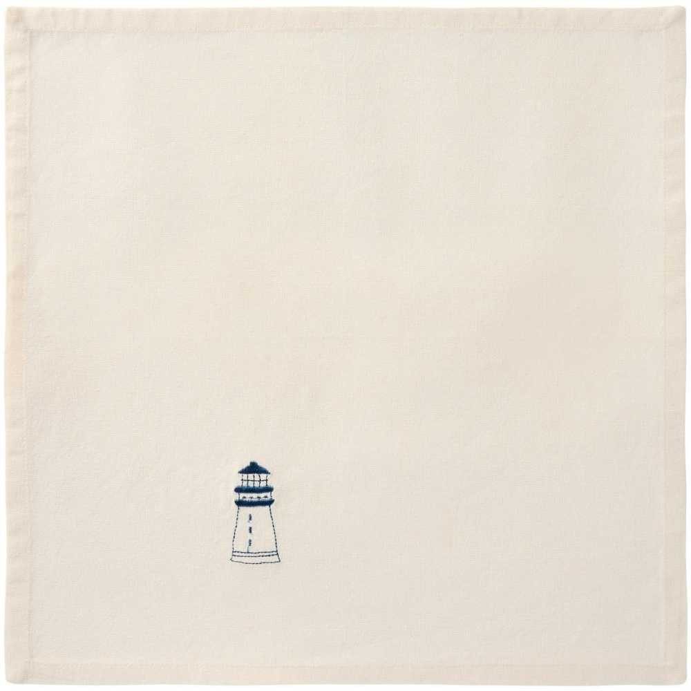 Ib Laursen Stoffserviette IB Laursen Stoffserviette ATLANTIS Creme Weiß mit LEUCHTTURM